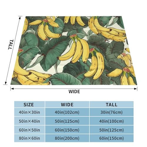 Couverture micro polaire bananes 203x152 cm jeté de lit chaud sans couture