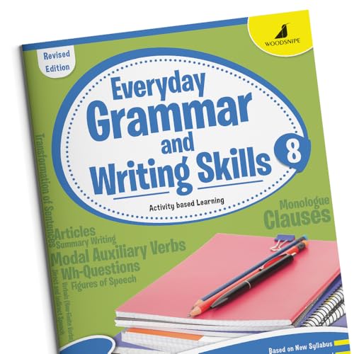 Image of Woodsnipe English Grammar and Writing Skills for Class 8, Ages 13-14 Years| Practical Approach| Master Reading, Writing and Language Skills | Multiple Type Questions with Answer Keys