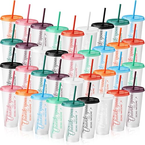 Gobelets colorés réutilisables plastique avec paille pour employé et enseignant