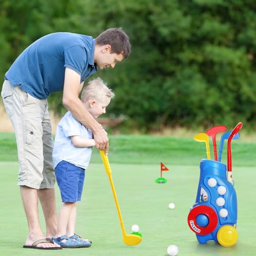Toddler Golf Clubs Set with Putting Mat,Kids Golf Cart Toys for 3 4 5 Years Old Boys Girls,Indoor and Outdoor Golf Toys