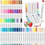 60 Colors Acrylic Paint Pens – Premium Acrylic Markers with Brush Tips for Canvas, Paper, Wood, Stone, Rock Painting, DIY Crafts & Art Projects, Non-Toxic