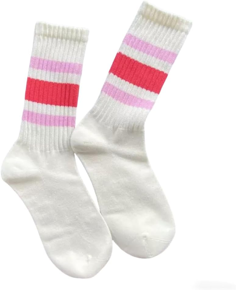 Brand Men Women Seamless Toe Crew Socks 5 Packs, Light Cream Striped, High quality,Casual Comfort