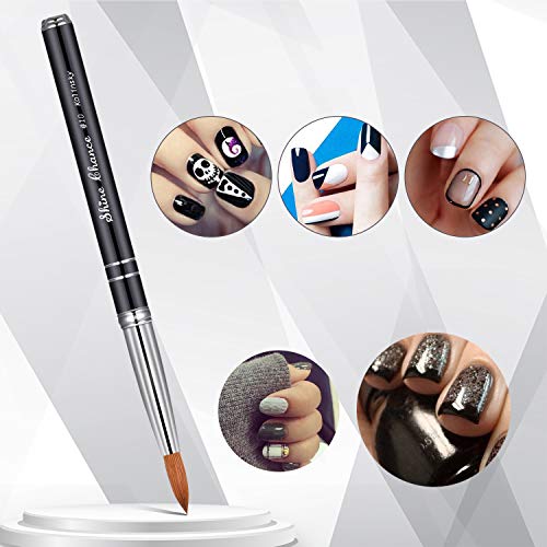 Shine Chance of Size 8/10/12/14 Kolinsky Hair Acrylic Brush for Artificial Nail Fashioning with Two Lines Black Handle (#14)