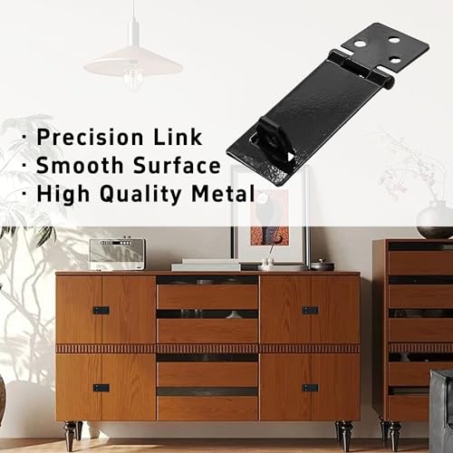 Image of 6PCS 2.5 Inch Padlock Hasp Latch, Black Iron Door Slide Bolt Lock Security Gate Clasp Hardware with Screws for Home Garden Yard Wooden Fence Cabinet Window Pet Cage