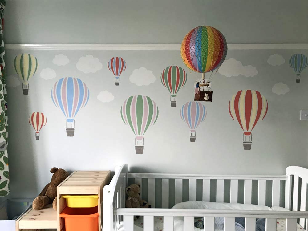 Globo Aire Caliente Plantilla Multipack Cuarto Del Bebé Decoración Hogar Plantilla Pintura Plantilla para Paredes, Telas, Muebles/Artesanía Decoración Del Hogar - Reutilizable
