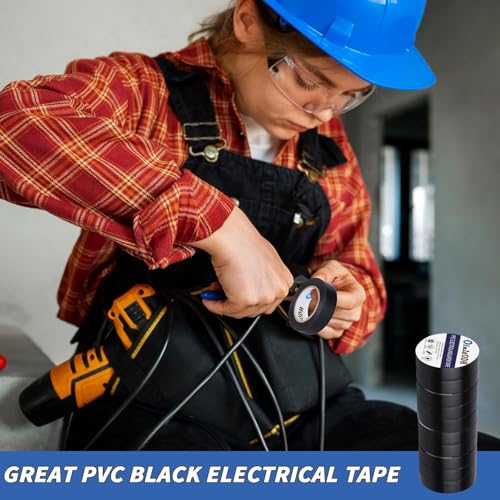 Image of Oleitodh 18 Rolls Black Electrical Tape Bulk 2 Inch x 66ft, Waterproof Vinyl Electric Tape High Temp Insulation Tape for Electrical Protection Home Outdoor Electric Insulating Wire Wrapping