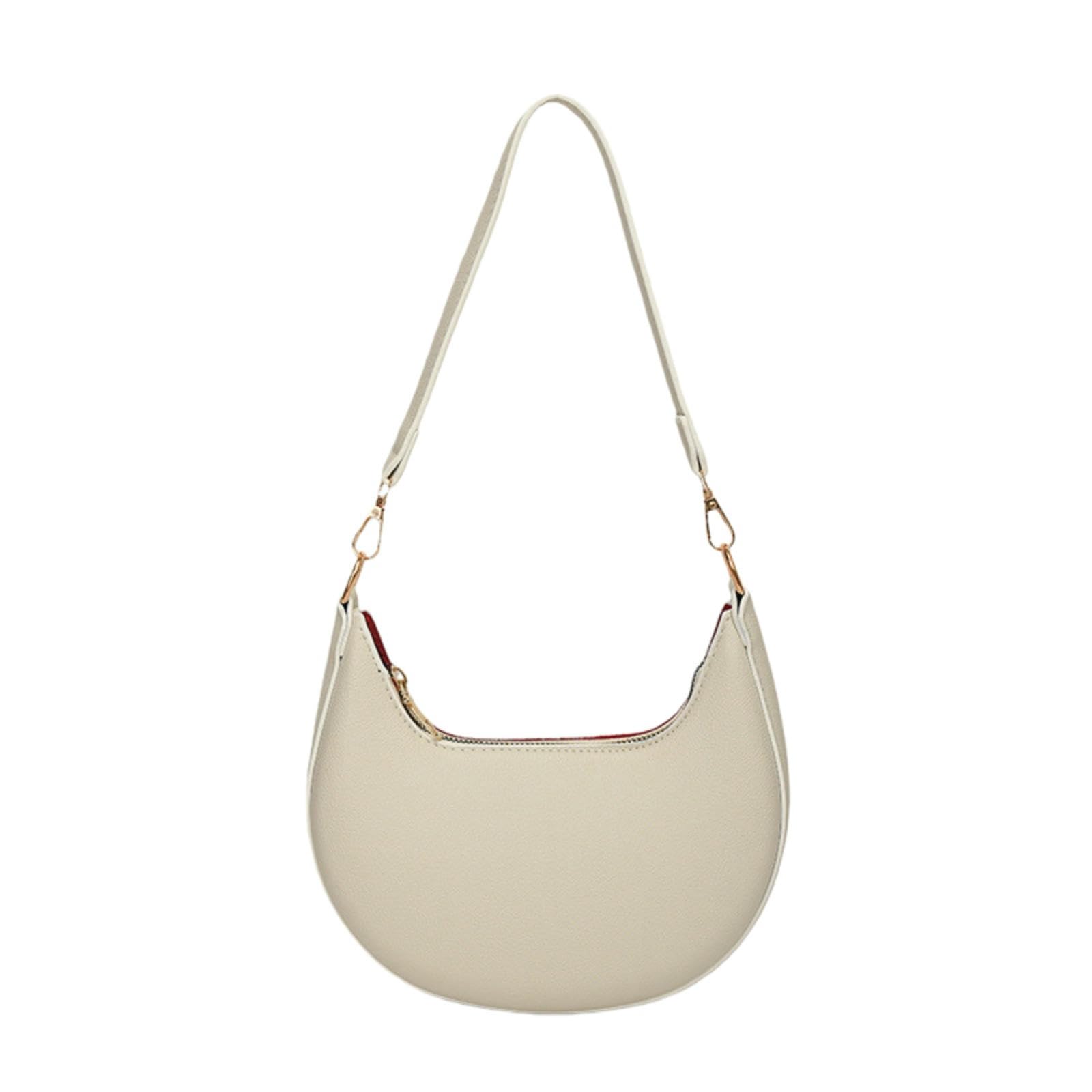 CYUCHENC East-West Crossbody Bag Retro Niche Armpit Bag, Popular Texture Shoulder Comfortable Portable Crescent Moon For Women-white
