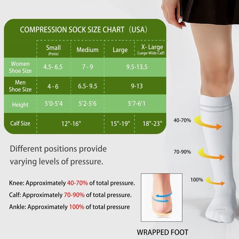 LEVSOX Viscose Made from Bamboo Compression Socks for Pregnant Women 20-30 mmHg Knee High Cute Mens Supports Socks for Travel - Image 5