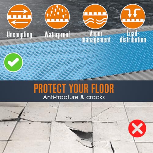 Image of Uncoupling Membrane, Tile Underlayment, Floor, 3.3 ft x 46.2 ft / 150 Sq Ft