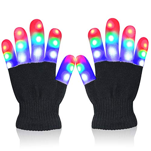 Boys Girls Toys Age 3-12, Touber LED Gloves for Kids Toys for 4 -11 Year Old Boy Girl Party Favors Gifts Toys for Boy Girl Age 5-12 Christmas Xmas Gifts Stocking Stuffer for Kids - Black