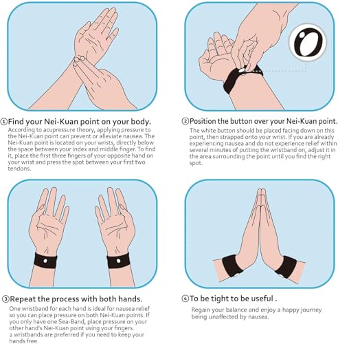 Image of Anti-Nausea Wristband Motion Sickness Band Anti Nausea Wristband Anti Motion Sickness Bands Vomiting Band For Adult Kidsfor Anxiety, Travel, Sea, Car, Air Sickness Reliefs Handband Pack of 1 Pair(1 PAIR)