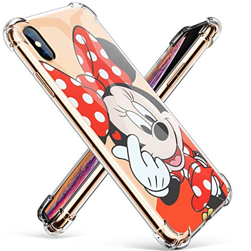 Logee TPU Minnie Mouse Cute Cartoon Clear Case for iPhone Xs Max 6.5”,Fun Kawaii Animal Soft Protective Shockproof Cover,Ultra-Thin Funny Creative Character Unique Cases for Kids Teens Girls Boy(XSMax