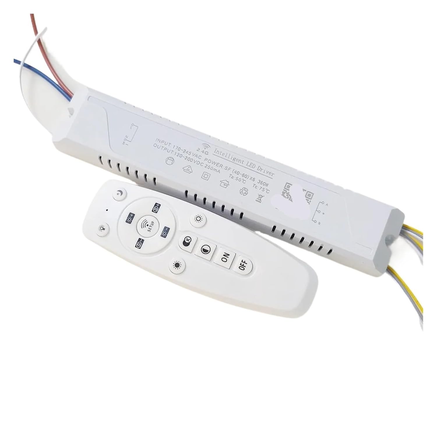 1 Pcs LED Driver Dimmable Chandelier Transformer 2.4G Remote & Control Power Supply for Bi-Color LED Light Strip(30-50W x4)