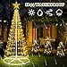 6ft 250 LED Lighted Christmas Cone Tree with Star Topper, LED Christmas Tree Light Show with 12 Modes Remote Control, Artificial Xmas Tree Lights for Indoor Outdoor Yard Patio Decorations, Warm White