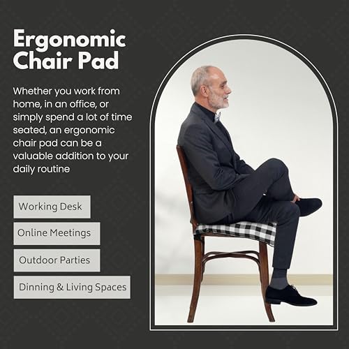 Image of CHAIRPAD |100% Cotton,18x18 Inch Square Chair Pad Seat Cushion, Office Chair pad, Indoor /Outdoor, Dining Living Room, Kitchen with Ties- Pack of 1 (Black)