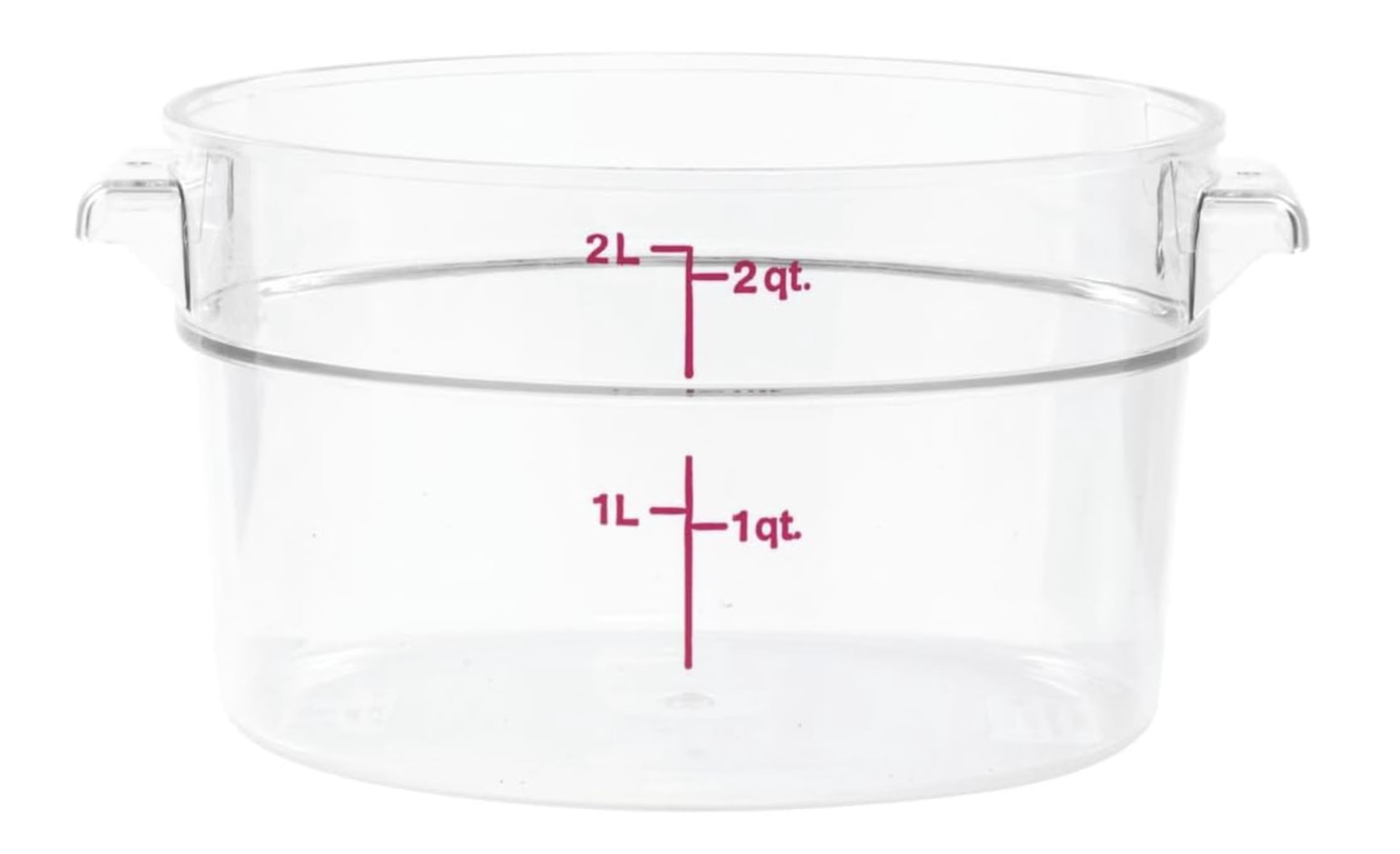 Récipient de conservation alimentaire rond transparent de 2 l avec couvercle, polycarbonate de qualité commerciale, empilable pour cuisine et restaurant