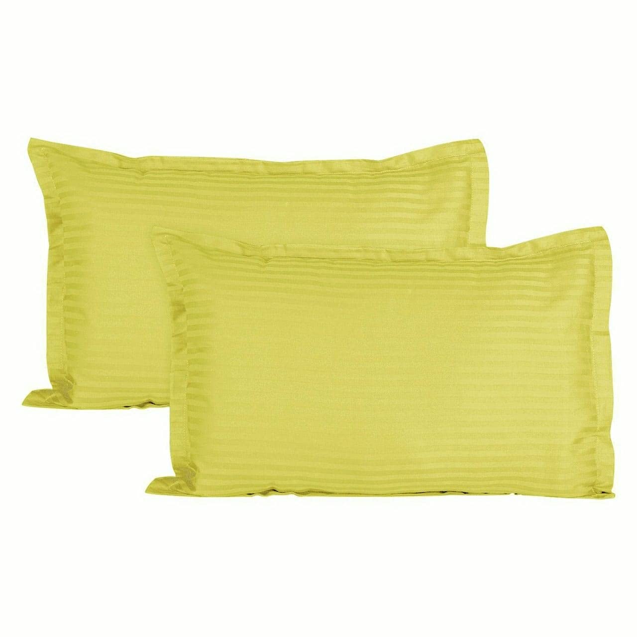 Trance Home Linen 200 TC 100% Cotton Small Size 17x25 inch Satin Stripe Pillow Covers | Pillow Cases | Set of 2 Piece Pillow Covers only |Small Size (Canary Yellow, 17 X 25 inch)