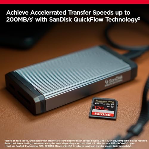 Image of SanDisk Extreme PRO 128GB 2-Pack UHS-I U3 SDXC Memory Card + Green Extreme USB 3.0 Type-A and Type-C OTG Card Reader