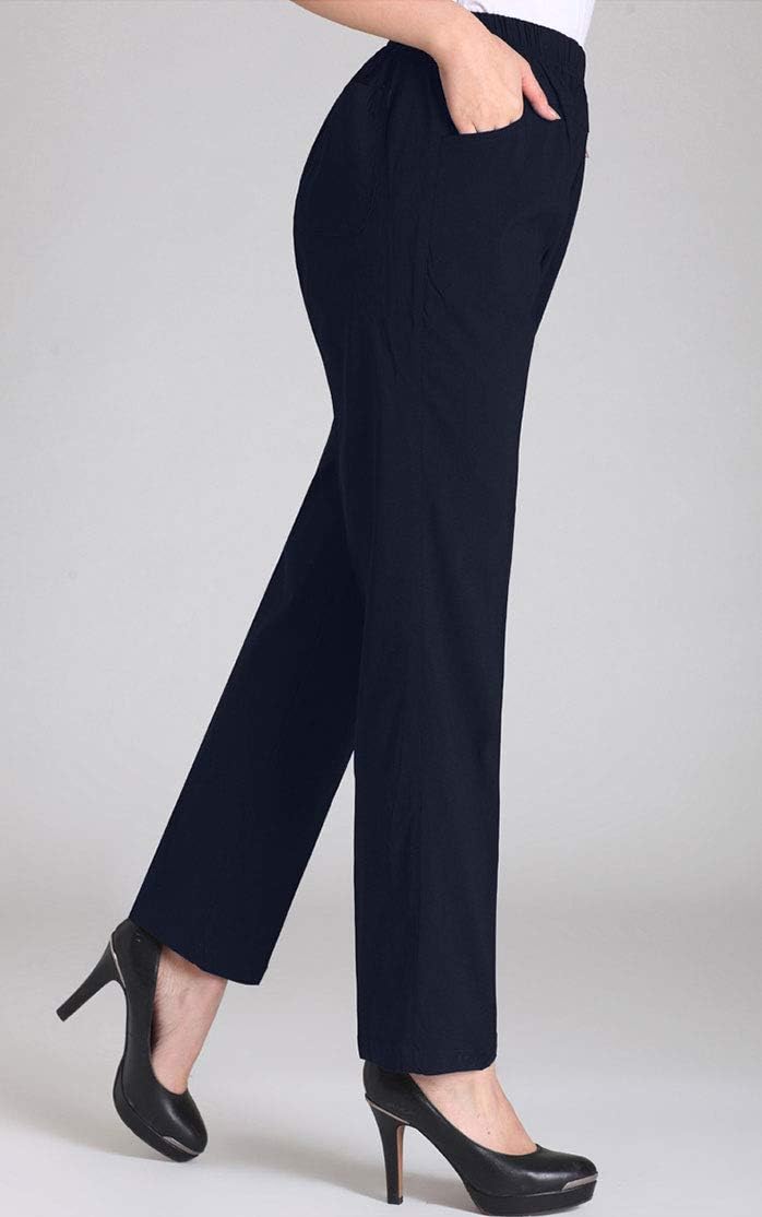Soojun Womens Summer Elastic Waist Comfy Stretch Pull On Pants - Image 2