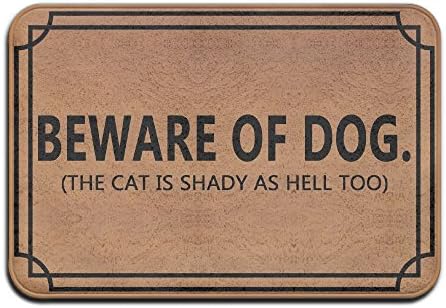 LianTuo Beware of Dog The Cat is Shady As Hell Too Cool 15.7 X 23.6 in Absorbent Anti Slip Floor Rug Coral Carpet Funny Doormat Funny Door Mat Funny Doormats Quote Doormat Unique Doormat Funny Mat