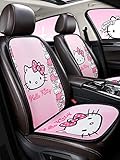 DPIST General PU Leather Bamboo Charcoal Breathable Comfortable Universal Car Seat Covers Cushion Cover Pad Mat (Hello Kitty 1pc Front Set)