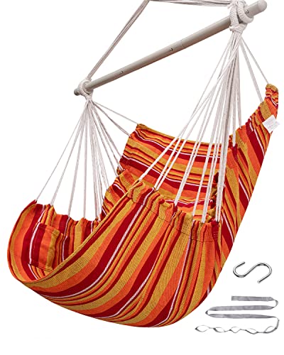 Image of ADVOKAIR Hammock Chair Swing, Heavy-Duty Hanging Rope Swing Seat Supports 500 Lbs, Ideal for Outdoor Patio, Backyard, Porch, Deck & Indoor Bedroom Use