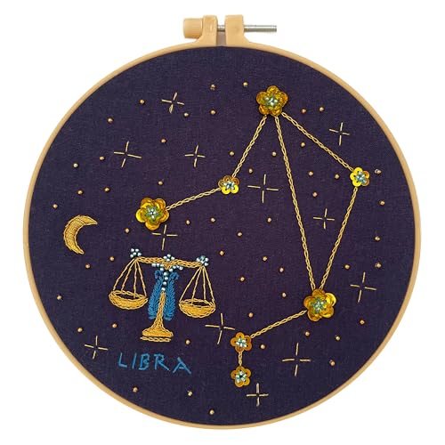mozhijing Kit de bordado de constelação para adultos com padrão estampado, contas redondas para bord