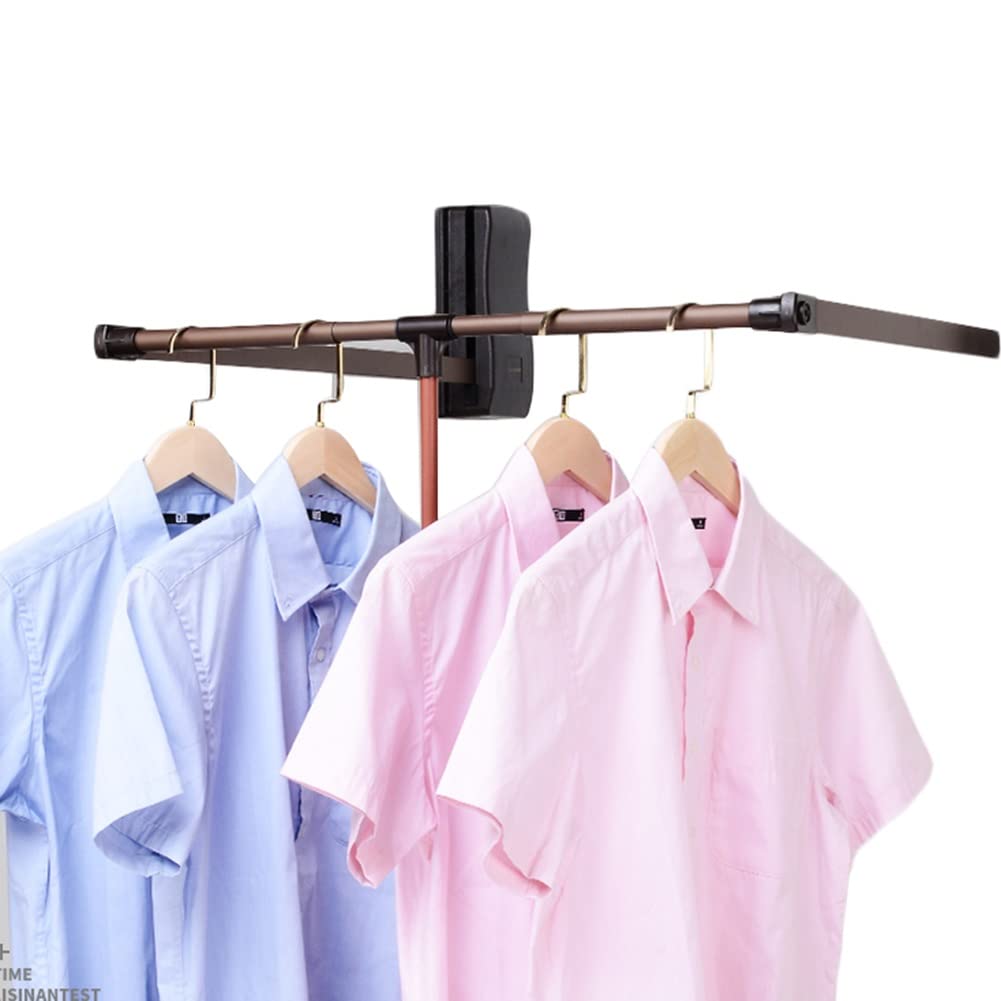HTTGDGDH Adjustable Aluminum Pull Down Closet Rod Hanger, Telescopic Side Mount Clothes Organizer, 20Kg Capacity, Extends 450-600Mm, Ideal For Space-Saving Storage Solutions.,600-830mm