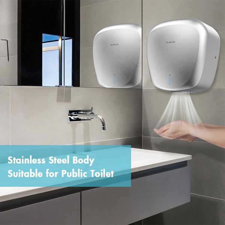 Air Tank Heavy Duty Hand Dryer 120V 1400W Brushed Stainless Steel Finish Model AK2903