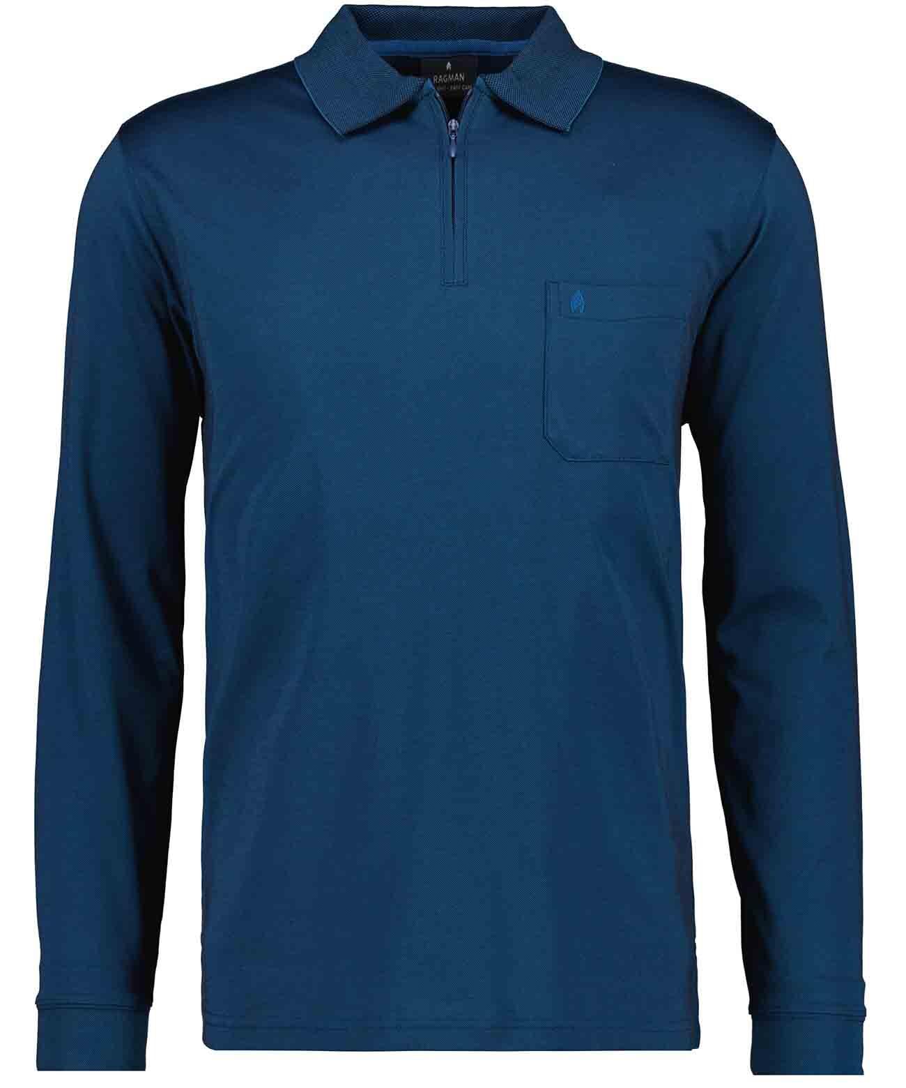 RAGMAN Herren Softknit-Poloshirt mit Reissverschluss, Langarm