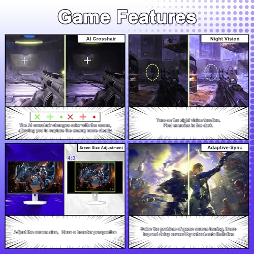 Image of Amzfast 25 Inch White Gaming Monitor 320Hz /300Hz /240Hz, FHD 1080P 1ms Fast IPS Monitor, 12 Months Warranty Exchange (DP Cable) TUV Rheinland Eye Care | AI Crosshair, Night Vision Function