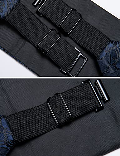 Image of Barry.Wang Men Silk Paisley Cummerbund and Pre-tied Bowtie Handkerchief Cufflink Set for Tuxedo