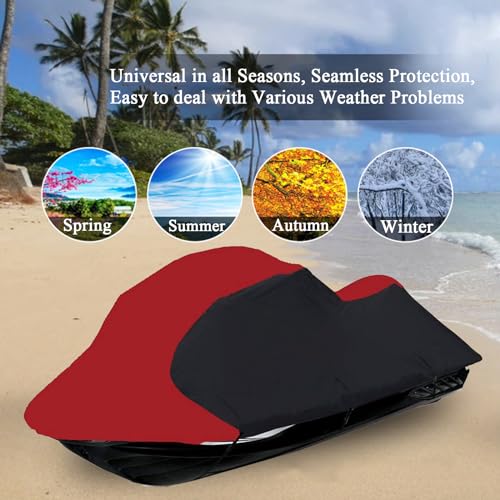 Miniatura 3 de Generic 3 Asientos Funda Para Moto Acuática Pwc, 210d Impermeable Cubierta Para Barco De Moto De Calidad Marina Para Yamaha Sea-Doo Kawasaki,136 145 3 Seater