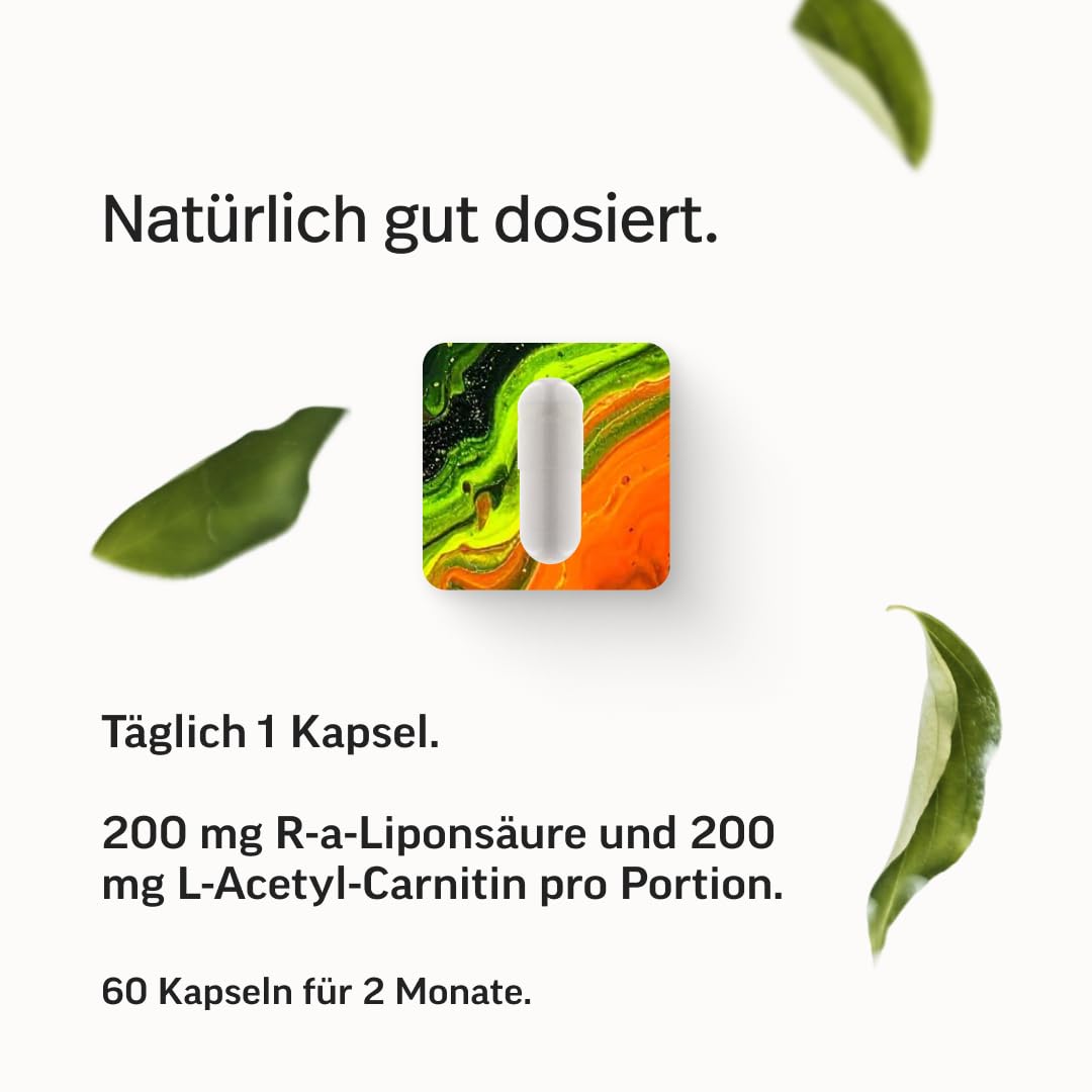 edubily® Macarena - Alpha Liponsäure mit Acetyl L Carnitin - jeweils 200 mg - Vegan - Laborgeprüft (60 Kapseln)
