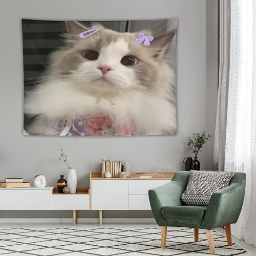 Tenture murale chat à impression 3D relief grand tapis esthétique