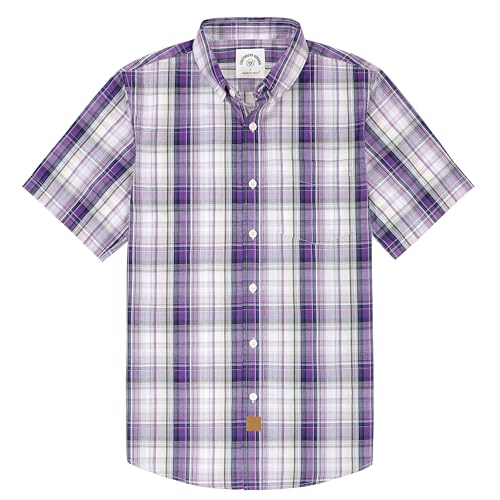 Image of Dubinik Mens Short Sleeve Button Down Shirts Soft Breathable Summer Vintage Regular Fit Lightweight Men's Casual Shirt