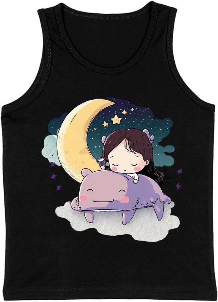 Kawaii Girl Kids' Jersey Tank - Good Night Sleeveless T-Shirt - Cute Girl Kids' Tank Top