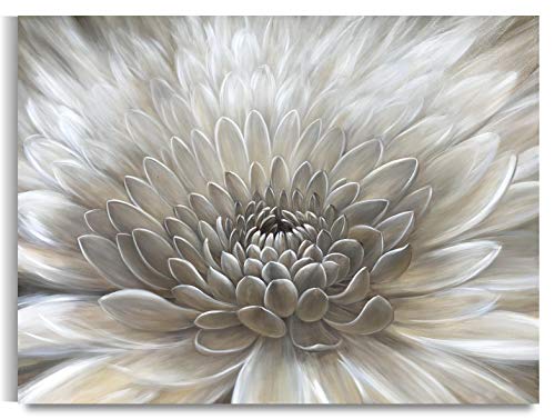 Image of Yihui Arts Wall Art Botanical Pictures White Flowers Oil Painting Floral Artwork on Wrapped Canvas for Living Room Decoration