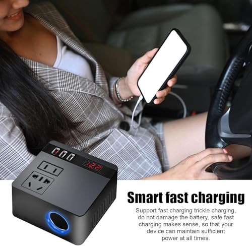 Adaptador de enchufe de coche de 150W con puertos de carga rápida USB integrados 2