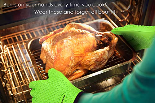 Kitchen Perfection Silicone Smoker Oven Gloves -Extreme Heat Resistant Bbq Gloves-Handle Hot Food Right On Your Grill Fryer&Pit|Waterproof Grilling Cooking Baking Mitts |Superior Value Set +2 Bonuses #TOP2
