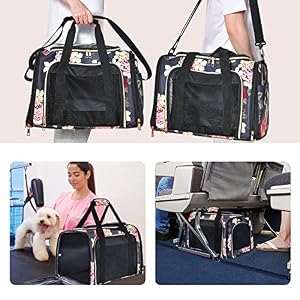 SUPPETS Dog Carrier Large Size Cat Carrier Pet Carrier Breathable Mesh Pet Travel Carrier for Dogs Cats with Washable Portable Mat,Detachable Shoulder Strap,Blue Peony SUPPETS Dog Carrier Large Size Cat Carrier Pet Carrier Breathable Mesh Pet Travel Carrier for Dogs Cats with Washable Portable Mat,Detachable Shoulder Strap,Blue Peony