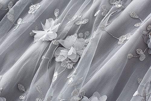 CosSky Womens Foral Tulle Skirt Elastic High Wasit Embroidery Floral Mesh Tutu A-Line Midi Skirts - Image 3