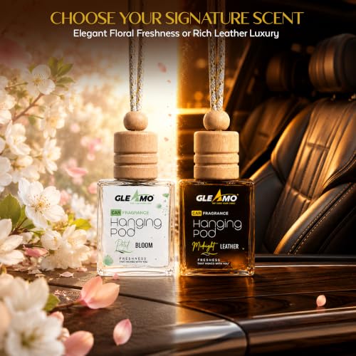 Image of Car Perfume Combo Pack of 2 Air Freshener | Petal Bloom & Midnight Leather | Odour Eliminator for Cars, SUVs, & Vans | Premium Auto Interior Freshener Gift Set | 20ml