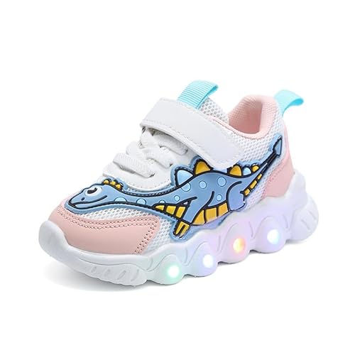 Children's Cartoon Dinosaur Flashing Shoes Boys Girls Led Sneakers Toddler Light Up Led Trainers Boy Birthday Running Shoes Girls Running Shoes Stylish Sport Shoes Pink
