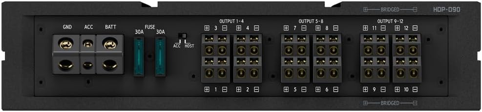 Power and speaker terminals on the Alpine HDP-D90