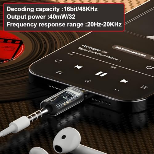 Image of Verilux Lighting to 3.5mm Audio Adapter, 40mW Output, Hi-Res Audio 16bit /48KHz, Audio Jack Converter, Supports Music Playback & Wire Control, Plug & Play Headphone Connector for iPhone and iPad