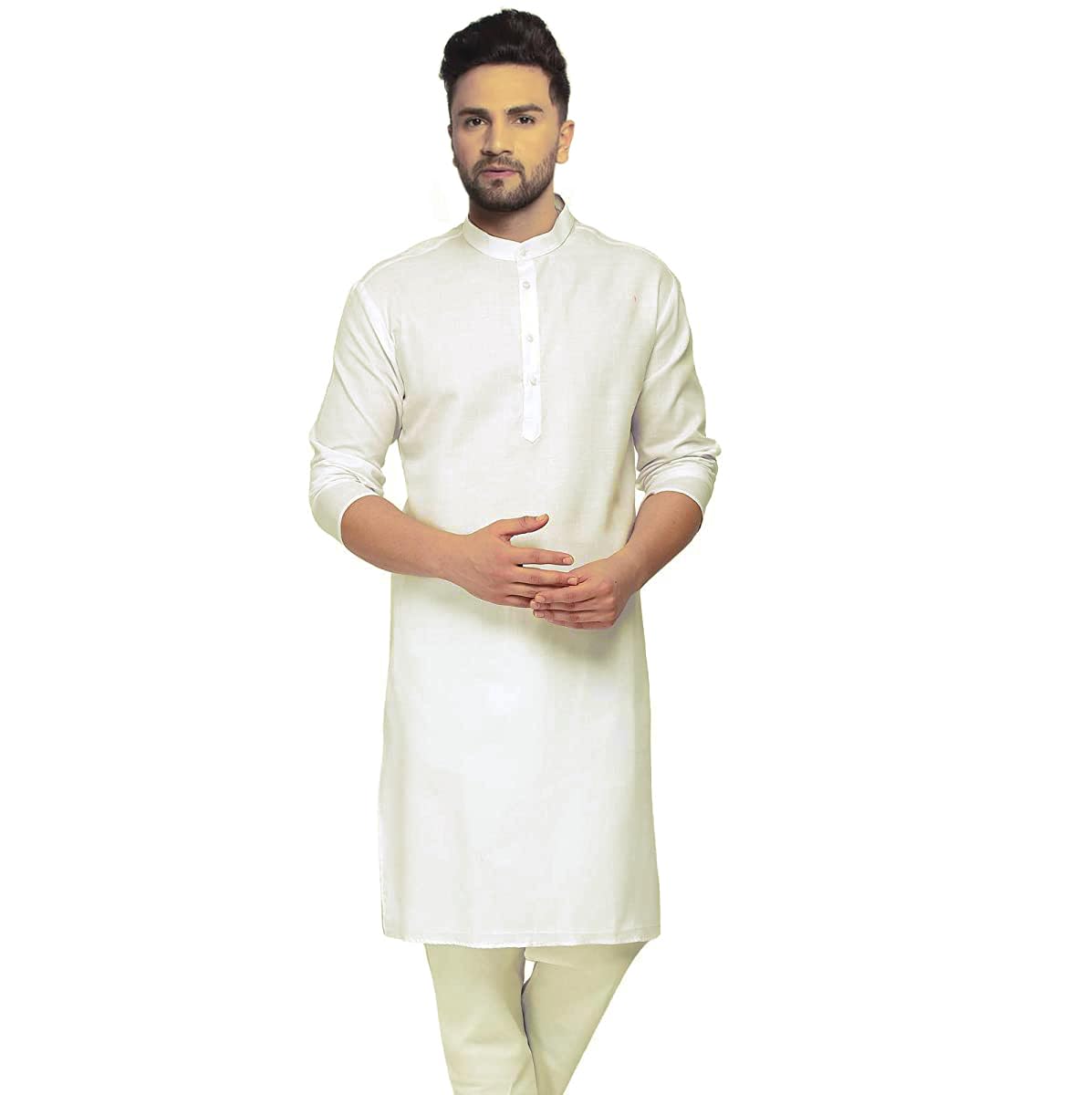 ashtang Men's Cotton Blend Straight Kurta || Ivory Color Kurta || Off White Kurta-picture-17