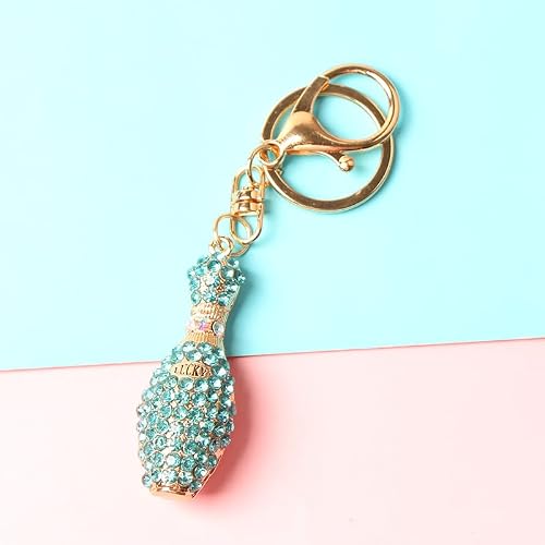 NOIAFZY 3PCS Sporty Bowling Pin Keychain Zinc Alloy Precious Metal Plated Rhinestone Embellished Unisex Key Ring for Car Keys - Thumbnail 6