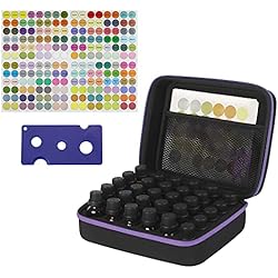 Maletin Aceites Esenciales GIRAFEDA Caja Aceites Esenciales Estuche de Aceites Esenciales con Asa Neceser Aceites Esenciales Eva Concha Dura Caja para Guardar Aceites Esenciales 5ml 10 Ml 15 Ml + 192x Etiquetas +1x Abridor