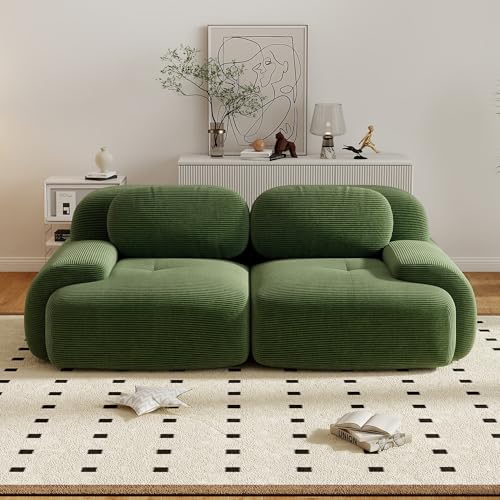 Canapé d'angle convertible 2 places, canapé modulable moderne avec assise large et profonde, canapé compressé en velours côtelé rembourré...